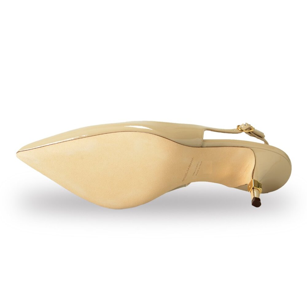 Dolce & Gabbana Women's Beige Leather Heeled Slingback Pumps Shoes US 9 IT 39 - Picture 6 of 8